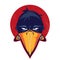 Angry cartoon bird in a badge vector illustration