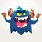 Angry cartoon black monster screaming. Yelling angry monster expression. Halloween vector illustration.