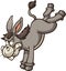 Angry cartoon donkey throwing a back kick