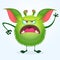 Angry cartoon green hairy monster. Big collection of cute monsters for Halloween. Vector illustration