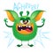 Angry cartoon green hairy monster. Big collection of cute monsters for Halloween. Vector illustration