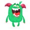 Angry cartoon green monster screaming. Yelling angry monster expression. Halloween vector illustration.