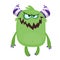 Angry cartoon green monster screaming. Yelling angry monster expression. Halloween vector illustration.