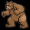 Angry cartoon grizzly bear