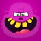 Angry cartoon hairy monster face avatar. Vector Halloween pink monster character