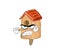 Angry cartoon illustration of bird house