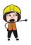 Angry Cartoon Lady Engineer Shouting