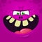 Angry cartoon monster face avatar. Vector Halloween pink monster character