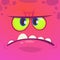 Angry cartoon monster face. Vector Halloween pink monster character.