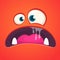 Angry cartoon monster. Vector Halloween excited monster with big opened mouth.