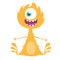 Angry cartoon one eyed dragon. Vector Halloween orange monster illustration