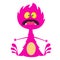 Angry cartoon one eyed dragon. Vector Halloween pink monster illustration