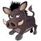 Angry cartoon warthog