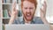 Angry Casual Redhead Man Screaming at Work