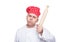 Angry chef with rolling pin