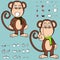 Angry Chimpanzee cartoon expressions set