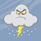 Angry Cloud With Lightning And Rain Cartoon Character