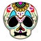 Angry colored mexican skull cartoon