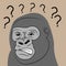 angry and confused face gorilla head vector