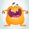 Angry cool cartoon fat monster. Orange vector monster character.