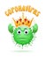 Angry coronavirus holds a crown over his head