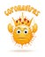 Angry coronavirus holds a crown over his head