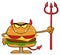 Angry Devil Burger Cartoon Character Holding A Trident