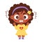 Angry disgruntled black girl. emotion. Vector illustration in cartoon style