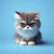 Angry, disgruntled cat on a blue background. ai generative