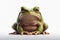 Angry, disgruntled frog on a white background. ai generative