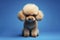 Angry disgruntled poodle dog on a blue background. ai generative