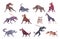 Angry dogs. Mad zombie animals aggressive action poses of dogs sharp teeth exact vector cartoon illustrations