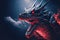 Angry dragon roaring in night sky digital illustration