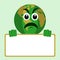 Angry Earth Character Holding Signboard