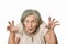 Angry elderly woman