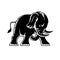 Angry Elephant Charging Attacking Side View Mascot Woodcut Black and White