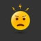 Angry Emoji Icon. Negative Thinking and Attitude. Angry Emotion and Reaction of Yellow Emoji. Bad Behavior and Mad Face