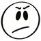Angry emoticon. Hand drawn cartoon character. Transparent angry smiley face