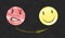 Angry emoticon, Happy emoticon on a black background