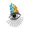 Angry eye with spiderweb tattoo cartoon theme art