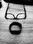 Angry face glasses in black and white
