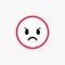 Angry face, poor customer review and emotional assessment of goods or services quality. Harsh round vector icon with