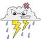 Angry faced rainy season cloudy thunderstorms, doodle icon image kawaii