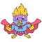 Angry faced superhero bird collects strength, doodle icon image kawaii