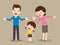 Angry family quarreling.Parents quarrel and child listen