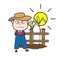 Angry Farmer in Field Vector Illustration