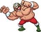 Angry fat cartoon Mexican wrestler