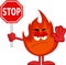 Angry Fire Cartoon Character Holding A Stop Sign