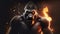 Angry Fire Gorilla illustration