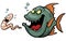 Angry fish hungry cartoon